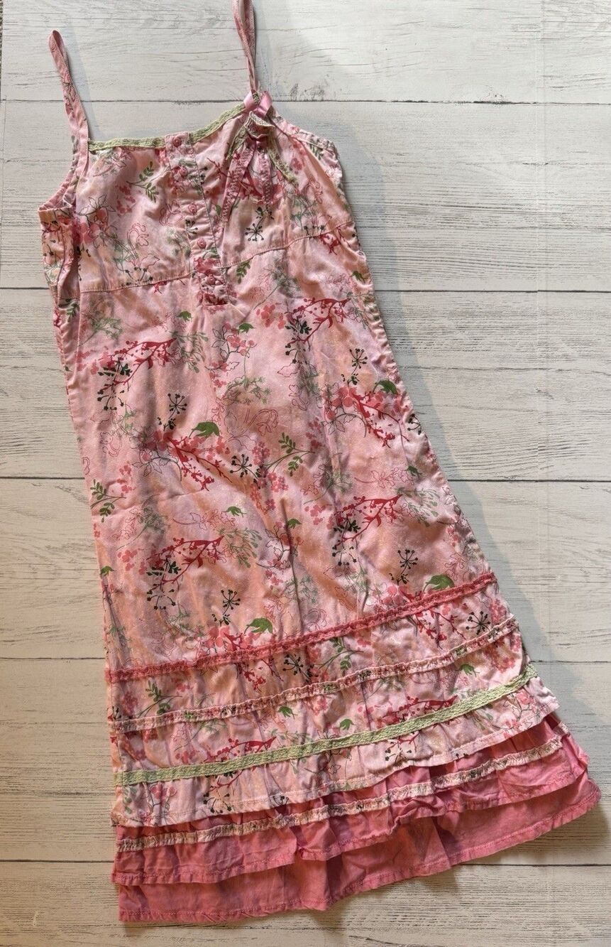 Krickets Elite Sz 12 Boutique Pink Flower and Vines Sun Dress NWOT